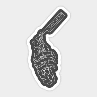 Skeleton Hand with Straight Razor Sticker